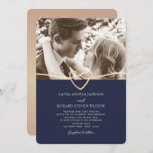 Faire-part de mariage photo bleu marine avec code  (Devant / Derrière)