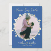 Faire-part de mariage, photo, bleu, noms, (Devant)