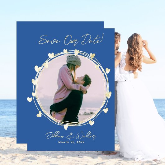 Faire-part de mariage, photo, Bleu, Noms,