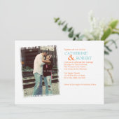 Faire-part de mariage photo bleu orange et Turquoi (Debout devant)