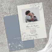 Faire-part de mariage photo bleu vintage Dusty