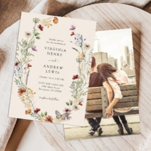 Faire-part de mariage photo Boho Wildflower
