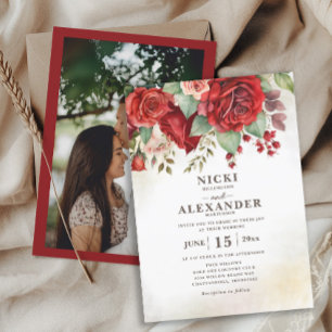Faire-part de mariage photo botanique floral vinta