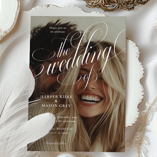 Faire-part de mariage photo Calligraphie