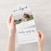 Faire-part de mariage photo calligraphié gris (Déchirure)