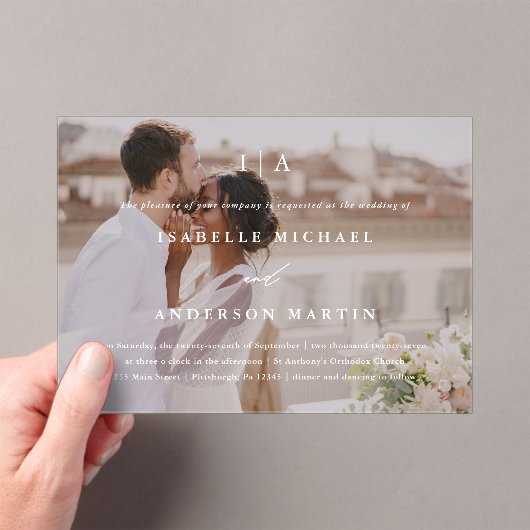 Faire-part de mariage photo calligraphie monogramm (In situ (ordinateur de poche))
