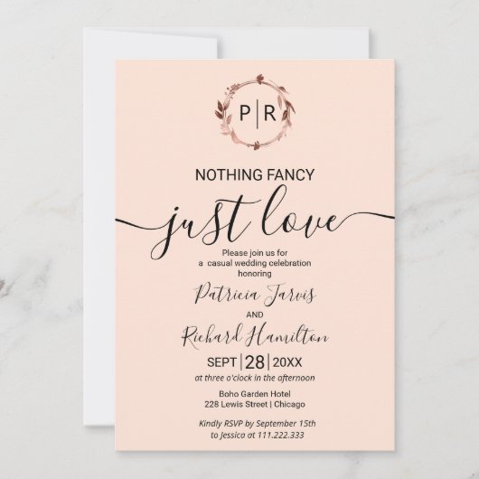 Faire-part de mariage photo calligraphié Monogramm (Devant)