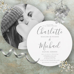 Faire-Part de Mariage Photo Circulaire Élégant Sig