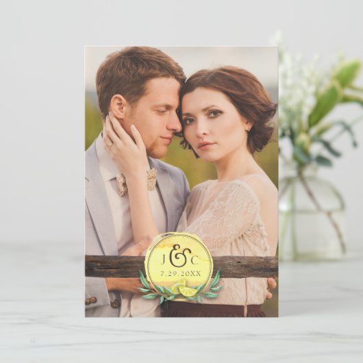 FAIRE-PART DE MARIAGE PHOTO | Citron rustique en b (Debout devant)