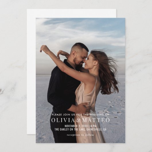 Faire-part de mariage photo classique moderne (Devant / Derrière)