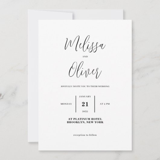 Faire-part de mariage photo classique simple (Devant)
