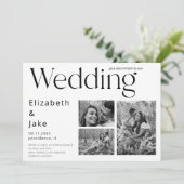 Faire-part de mariage photo Collage B/W contempora (Debout devant)