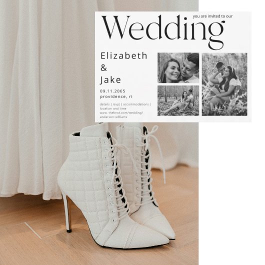 Faire-part de mariage photo Collage B/W contempora