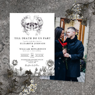 Faire-part de mariage photo crânes gothiques 'Jusq