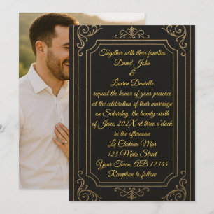 Faire-part de mariage photo Cravate noire