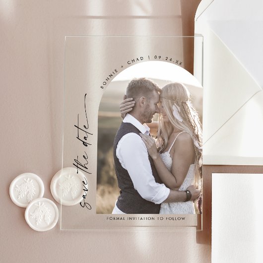 Faire-Part de Mariage Photo d'Arche de Script Mode