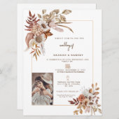 Faire-part de mariage photo d'automne de Boho. (Devant / Derrière)