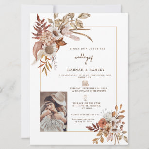 Faire-part de mariage photo d'automne de Boho.