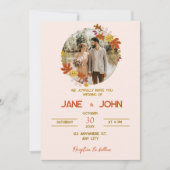 Faire-part de mariage photo de cadre floral d'auto (Devant)