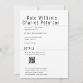 Faire-part de mariage photo de code QR unique simp (Dos)
