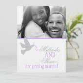 Faire-part de mariage photo de couple en ruban vio (Debout devant)