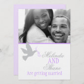 Faire-part de mariage photo de couple en ruban vio (Devant / Derrière)