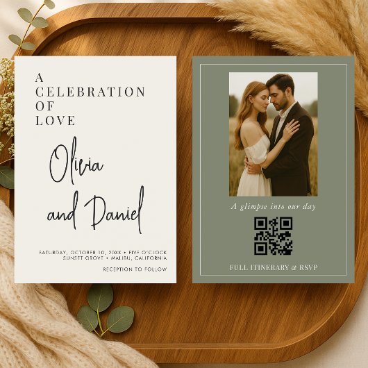 Faire-part de mariage photo de mariage vert olive