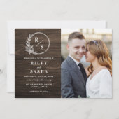 Faire-part de mariage photo de Monogramme rustique (Devant)