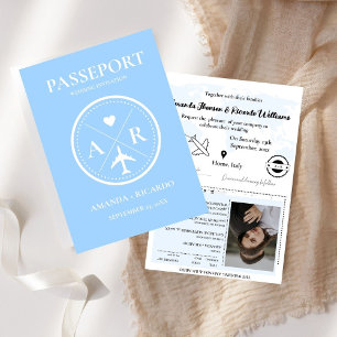Faire-part de mariage photo de passeport bleu mini