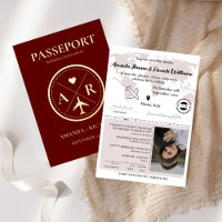 Faire-part de mariage photo de passeport Or & Bour