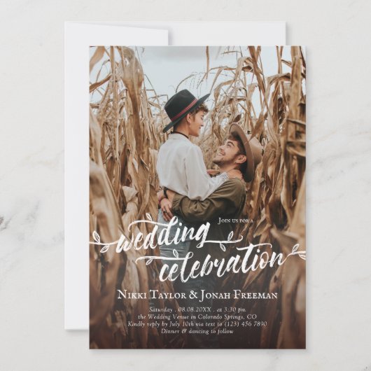 Faire-part de mariage photo de script de brosse de (Devant)