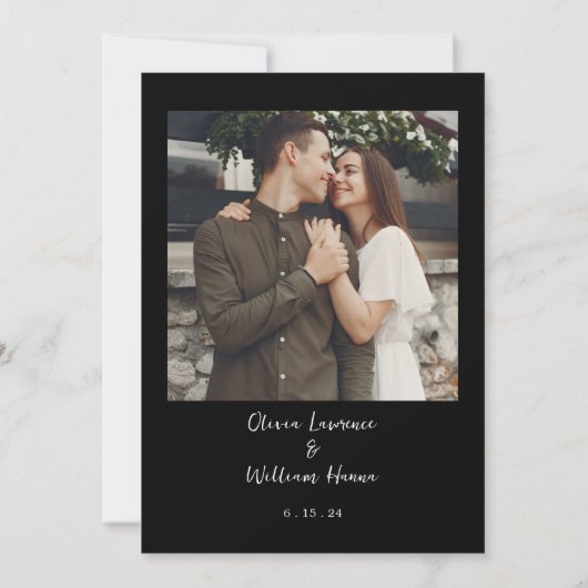 Faire-part de mariage photo de script noir (Dos)