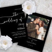 Faire-part de mariage photo de script noir