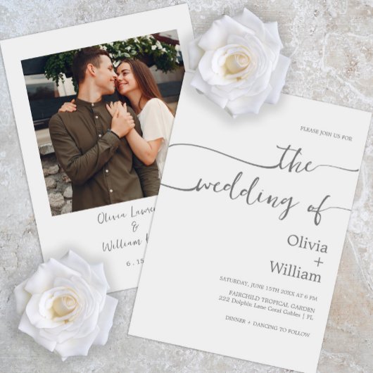 Faire-part de mariage photo de script simple