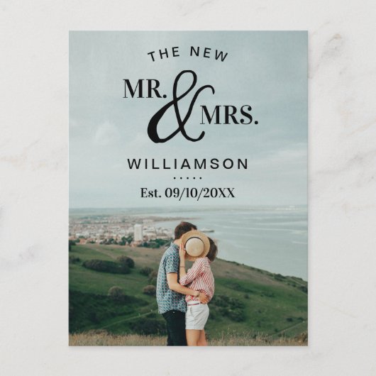 Faire-part de mariage photo de typographie moderne (Devant)