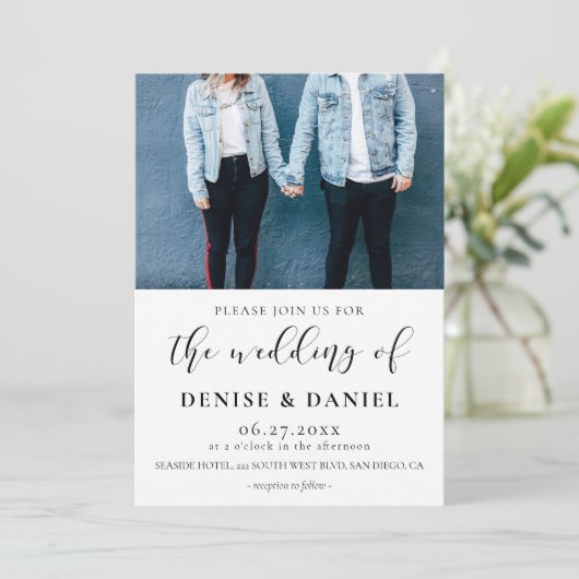 Faire-part de mariage photo design élégant (Debout devant)