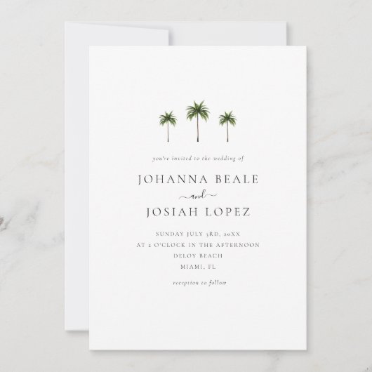 Faire-part de mariage photo du code QR Palm Tree (Devant)