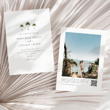 Faire-part de mariage photo du code QR Palm Tree