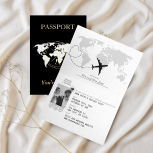 FAIRE-PART DE MARIAGE photo du passeport OR et NOI