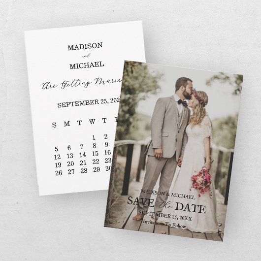Faire-Part de Mariage Photo Écriture Moderne Save