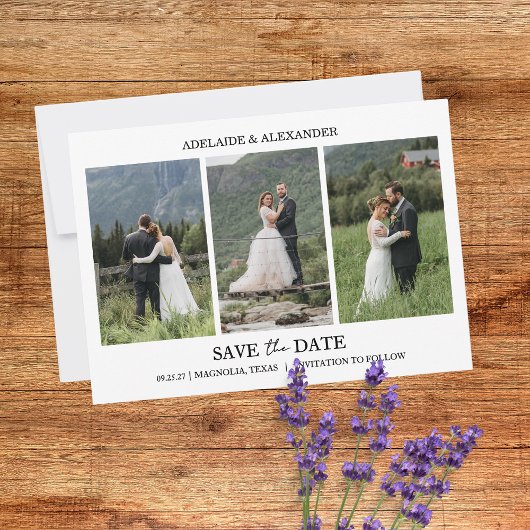 Faire-Part de Mariage Photo Écriture Moderne Save