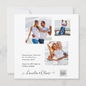 Faire-part de mariage photo élégant blanc et noir (Devant)