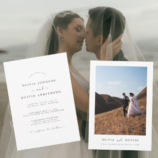 Faire-part de mariage photo élégant minimaliste bo