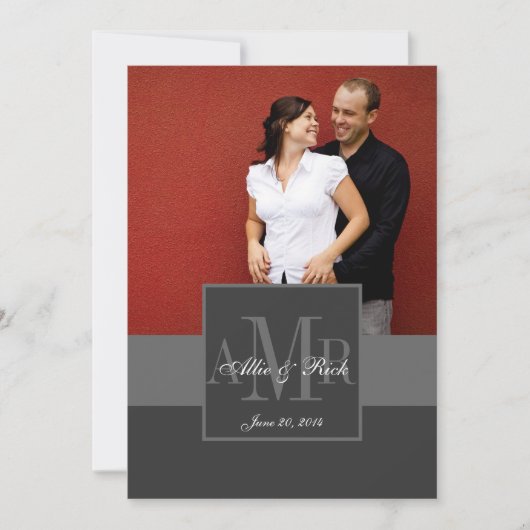 Faire-part de mariage photo en couple de monogramm (Devant)