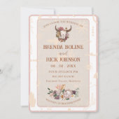 Faire-part de mariage photo en cuir blanc Boho Ran (Devant)