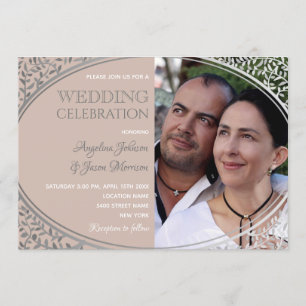 Faire-part de mariage photo en dentelle rose poudr