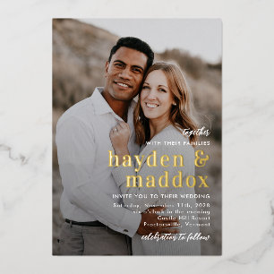Faire-part de mariage photo en feuille d'aluminium