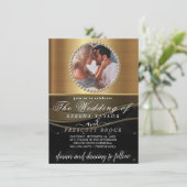 Faire-part de mariage photo en or brossé (Debout devant)