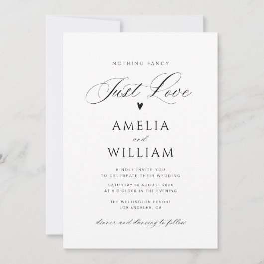 faire-part de mariage photo en script noir (Devant)