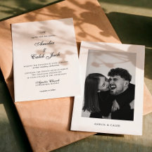Faire-part de mariage photo et monogramme moderne